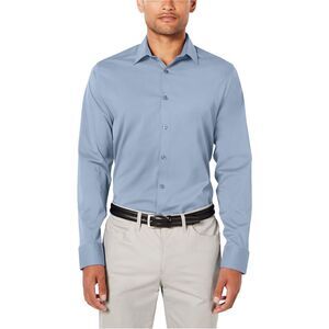 Ryan Seacrest Mens Modern Fit Stretch Button Up Shirt, lightblue, S Neck